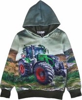 S&c Sweater / Hoodie met trekker / tractor - groen -  Fendt - maat 134/140 (10)
