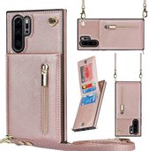 Voor Huawei P30 Pro Cross-body Rits Vierkante TPU + PU Achterkant Case met Houder & Kaartsleuven & Portemonnee & Riem (Rose Goud)