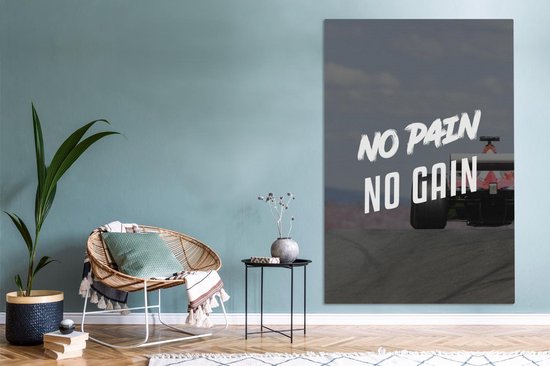 Peinture sur toile Formule 1 - Voiture de course - Citation - 120x180 cm - Décoration murale XXL