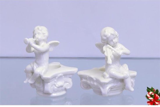 Kandelaar - Engeltjes Putto - Set van 2 - 8,8 cm hoog