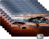 Set de table - Éléphant - Arbre - Berg - Afrique - 45x30 cm - 6 pièces
