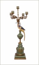 kandelaar - porseleinen kandelaar met bronze kleur - papegaai - 83,5 cm hoog