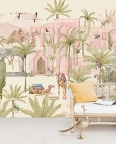 Pink Oasis Behang Mural - Behangpapier Slaapkamer - 300cm x 280cm - Mat Vliesbehang - Creative Lab Amsterdam