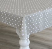 Tafelzeil/tafelkleed zilver met witte stippen 140 x 180 cm - Tuintafelkleed - Polkadot