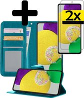 Samsung Galaxy A52s Hoesje Book Case Hoes Met 2x Screenprotector - Samsung Galaxy A52s Case Wallet Cover - Samsung Galaxy A52s Hoesje Met 2x Screenprotector - Turquoise