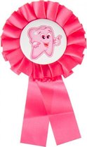badge tandarts junior 15 x 8 cm textiel roze