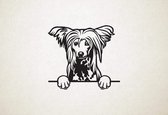 Chinese gekuifde naakthond - Chinese Crested - hond met pootjes - S - 45x50cm - Zwart - wanddecoratie