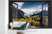 Behang - Fotobehang Doorkijk - Natuur - Sneeuw - Breedte 360 cm x hoogte 240 cm