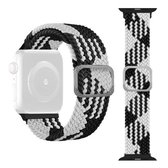 Gesp gevlochten elastische band horlogeband voor Apple Watch Series 6 & SE & & 5 & 4 40 mm / 3 & 2 & 1 38 mm (zwart-wit)