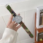 22mm Voor Samsung / Huawei Smart Watch Universele Drie Lijnen Canvas Vervangende Band Horlogeband (Camouflage Groen)