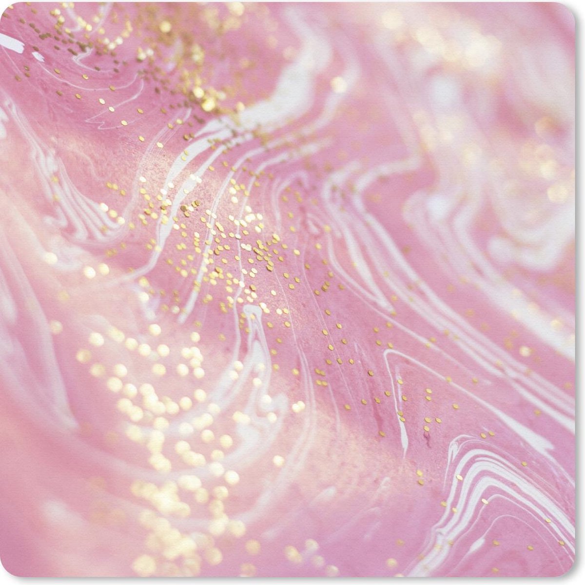 Muismat 30x30 cm - Mousepad Marmer - Luxe - Glitter - Roze - Muismatten