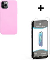 ShieldCase Pantone siliconen hoesje geschikt voor Apple iPhone 12 Pro Max - roze + glazen Screen Protector