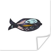 Affiche Pastel - Zwart - Poisson - 30x30 cm