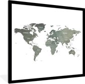 Fotolijst incl. Poster - Wereldkaart - Waterverf - Wereld - 40x40 cm - Posterlijst