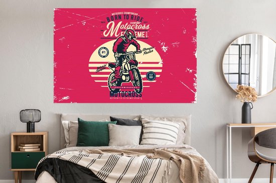 Poster Homme - Moto - Vintage - 180x120 cm XXL - Cadeau Vaderdag - Cadeau - Cadeau pour lui - Astuce - Homme