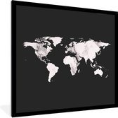 Affiche Zwart Wit - Wereldkaart - Zwart Wit - Marbre - 40x40 cm