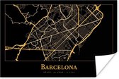 Poster Kaart - Barcelona - Goud - Zwart - 30x20 cm