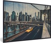Affiche avec cadre New York - Voiture - Pont de Brooklyn - 30x20 cm