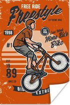 Poster Fiets - Mannen - Retro - 40x60 cm - Vaderdag cadeau - Geschenk - Cadeautje voor hem - Tip - Mannen