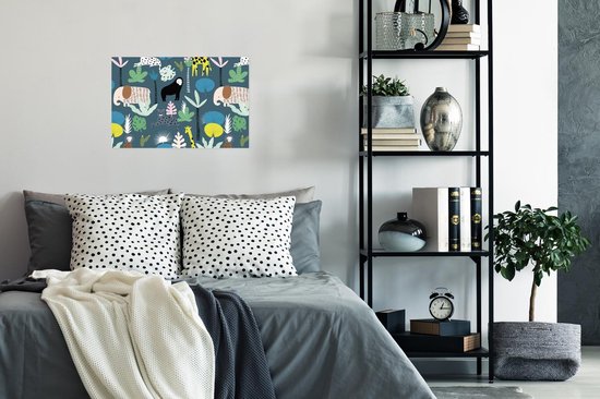 Poster Animaux - Plantes - Jungle - Blauw - 30x20 cm