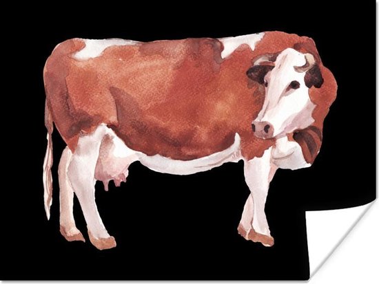 Poster Vache - Dessin - Zwart - 80x60 cm