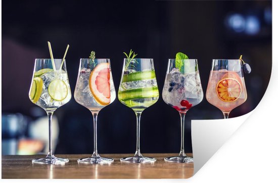 Stickers muraux - Film autocollant - Cocktail - Verre à vin - Restaurant - Été - 90x60 cm - Film adhésif - Stickers muraux muraux Chambre d'enfant - Papier peint autocollant - Papier peint autocollant - Film autocollant