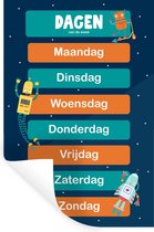 Muursticker kinderkamer - Muurdecoratie - Kinderkamer - Educatief - Dagen - Jongens - Meisjes - Kinderen - Blauw - Kind - 40x60 cm - Kamer decoratie - Zelfklevend behangpapier - Stickerfolie