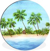 WallCircle - Tableau - Palmier - Cabane De Plage Dibond Fr - Multicolore - 30 X 30 Cm