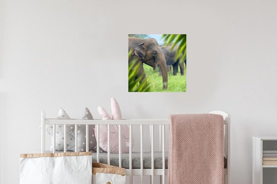 Stickers muraux - Film autocollant - Éléphant - Palmier - Animaux - 30x30 cm - Film adhésif - Stickers muraux chambre enfant - Papier peint autocollant - Papier peint autocollant - Film autocollant