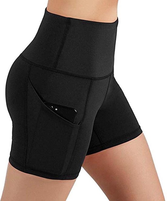 Feelj Biker Shorts - Short De Sport Court Pour Femme Avec Poche - Zwart S