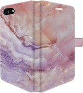 Apple iPhone SE Telefoonhoesje - Portemonneehoesje  - Met pasjeshouder - Met Marmerprint - Marmer - Roze