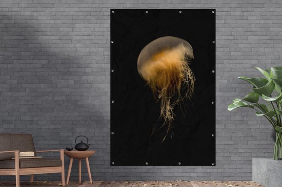 Décoration murale murale Méduse - Animaux - Goud - Zwart - 120x180 cm - Poster jardin - Toile jardin - Poster extérieur