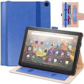 Voor Amazon Kindle Fire HD 10/HD 10 Plus 2021 Retro Textuur PU Leer Horizontale Flip Lederen Case met Houder & 2 Kaartsleuven & Handriem & Slaap / Wake-up Functie (Blauw)