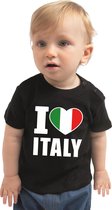 I love Italy baby shirt zwart jongens en meisjes - Kraamcadeau - Babykleding - Italie landen t-shirt 80