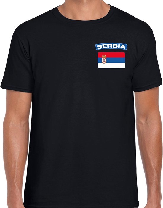 Foto: Serbia t shirt met vlag zwart op borst voor heren servie landen shirt supporter kleding xl