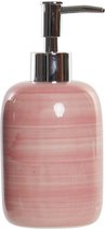 Zeeppompje/zeepdispenser roze polystone 300 ml - Badkamer/keuken zeep dispenser