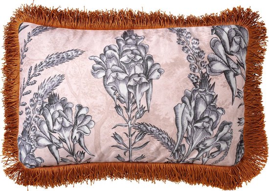 Dutch Decor MOTI - Housse de coussin motif fleur 30x50 cm Pierre ponce