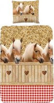 dekbedovertrek Horses 140 x 200/220 cm bruin