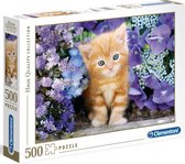 legpuzzel kat karton oranje/paars 500 stukjes