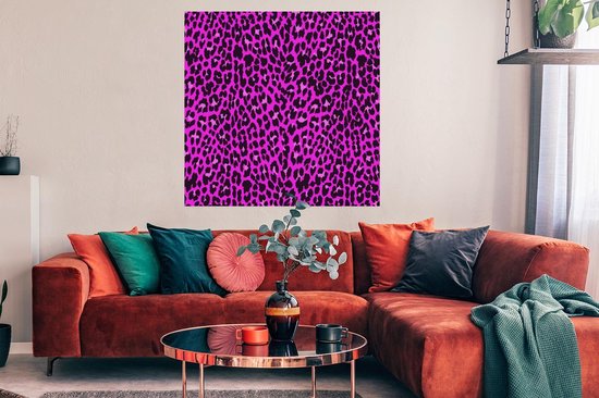 Poster Imprimé Léopard - Motif - Rose - 100x100 cm XXL