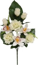 kunstboeket Roos Orchidee 43 cm roze