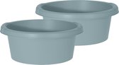 Set van 2x stuks groene afwasteilen/afwasbakken rond kunststof 32 cm 6 liter - Afwassen - Handwas teiltjes