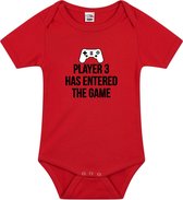 Player 3 entered the game tekst baby rompertje rood jongens en meisjes - Kraamcadeau/ Vaderdag cadeau game liefhebber 80 (9-12 maanden)