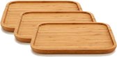 3x stuks bamboe houten broodplanken/serveerplanken vierkant 25 cm - Dienbladen van hout