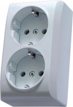 Ospel Bis Double Socket Opbouw | IP20 | Wit | 100x44x60mm (LxBxH))