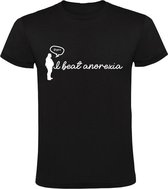 I beat Anorexia t-shirt Heren | dik | vet | overgewicht | bierbuik | fastfood | pens | Zwart