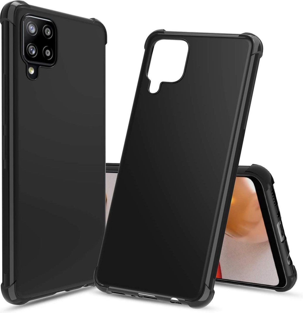 Shockproof Hoesje Geschikt voor: Samsung Galaxy A42 - Anti Shock Silicone Bumper - Zwart