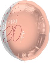 Folieballon - 30 jaar - Luxe - Roze, roségoud, transparant - 45cm - Zonder vulling