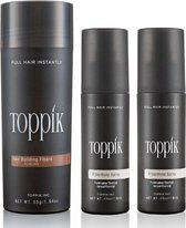 Toppik Hair Fibers Voordeelset Kastanjebruin - Toppik Hair Fibers 55 gram + 2 x Toppik Fiberhold Spray 118 ml - Voor direct voller haar