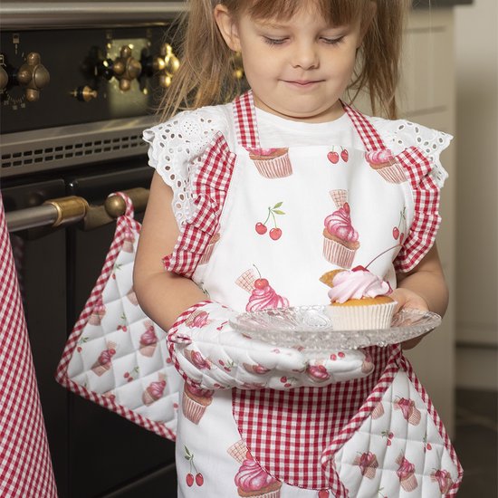 Clayre & Eef Manique 20x20 cm Rouge Blanc Coton Cupcakes